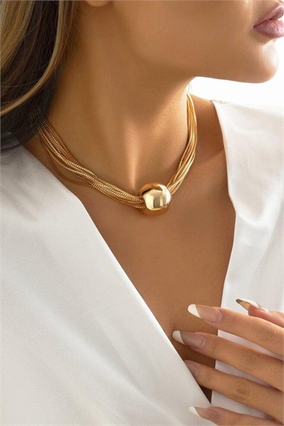 Double-Tipped Chain VIP Necklace - Gold Color