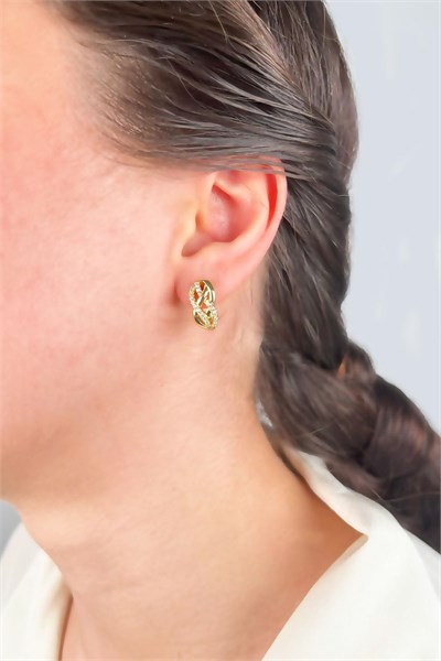 Xuping Asymmetric Zircon Earrings - Gold