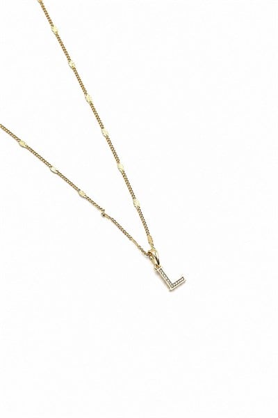 Xuping Gold-Tone Cubic Zirconia Initial Necklace - L | 45 cm, Hypoallergenic