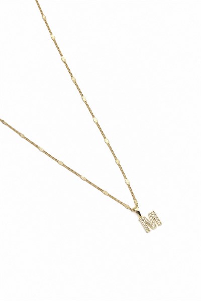 Xuping Gold-Tone Cubic Zirconia Initial Necklace - M | 45 cm, Hypoallergenic