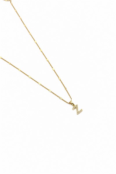 Xuping Gold-Tone Cubic Zirconia Initial Necklace - Z | 45 cm, Hypoallergenic