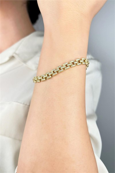Xuping Full Round Zircon VIP Nameplate Bracelet - Gold