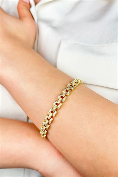 Xuping Full Round Zircon VIP Nameplate Bracelet - Gold