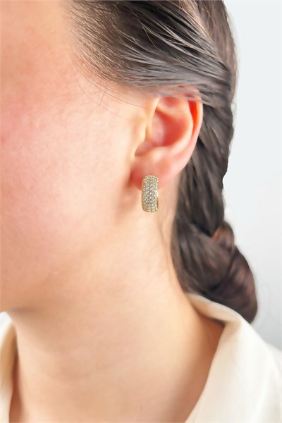 Xuping Zircon Stone Hoop Earrings - Gold