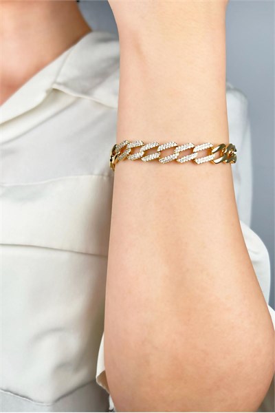 Xuping Zircon Stone Jeweler Model Chain Nameplate Bracelet - Gold