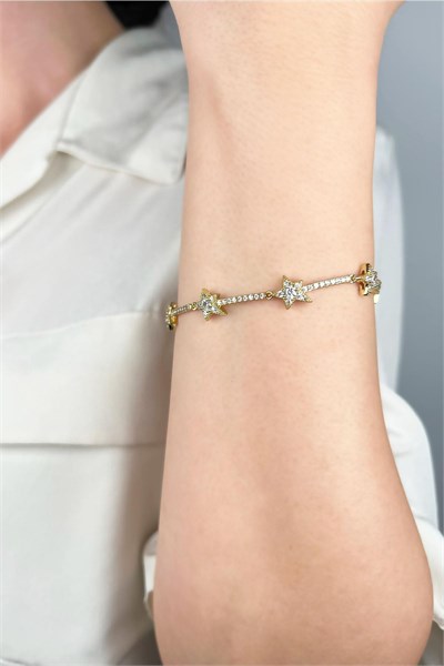 Xuping Zircon Stone Star Model Nameplate Bracelet - Gold