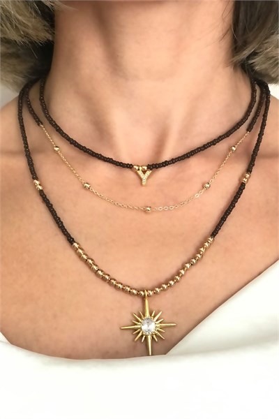 Y Letter 3-Piece Set Bead Necklace