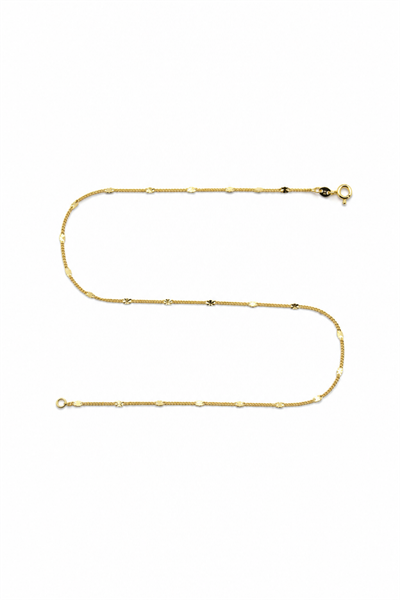 Patterned Brass Chain Necklace with Flat Spacer Links