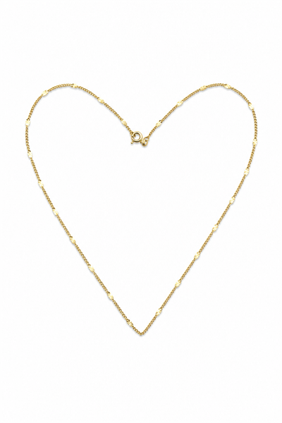 Patterned Brass Chain Necklace with Flat Spacer Links