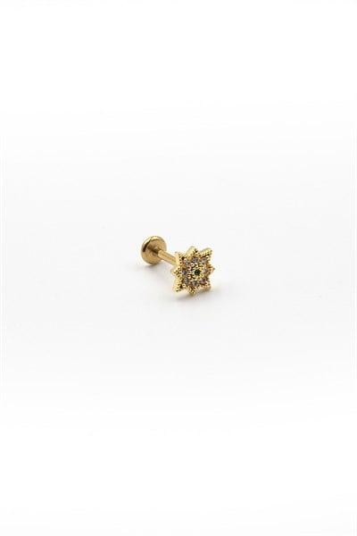 Green Stone Star Tragus & Helix Piercing – Sparkling Detail, Hypoallergenic, Non-Tarnish, 8 mm