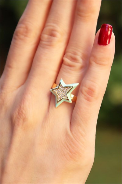 Green Star Stone Design Ring