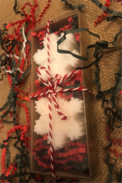 New Years Double Snowflake White and White Natural Soy Candle