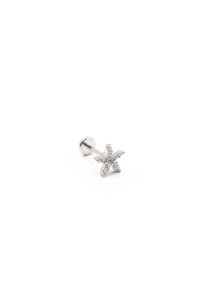 Star-Shaped Zircon Silver Tragus Helix Piercing – Bright, Modern & Hypoallergenic Design
