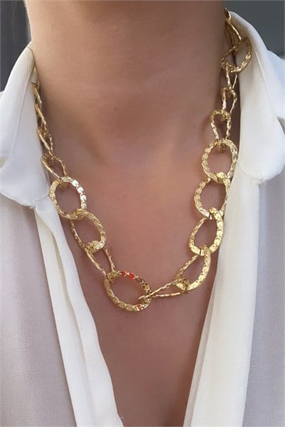 Star Embroidered Gold Chain Necklace