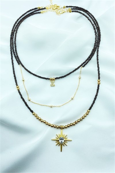 Z Letter 3-Piece Set Bead Necklace