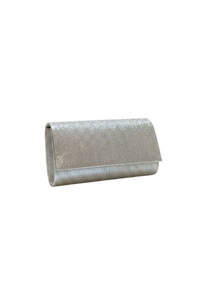 Envelope-Style Sparkling Clutch Evening Bag - Silver-Tone