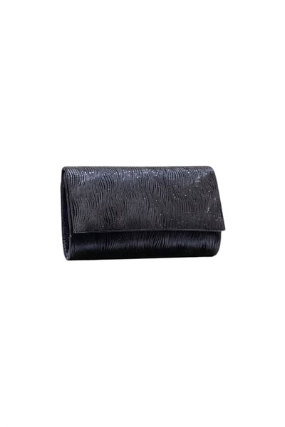 Envelope-Style Sparkling Clutch Evening Bag - Black Glitter