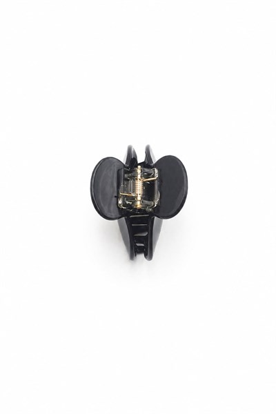 Curved Acrylic Hair Claw Clip with Pearl Detail - Black