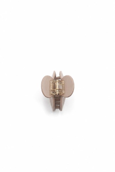 Curved Acrylic Hair Claw Clip with Pearl Detail - Sand
