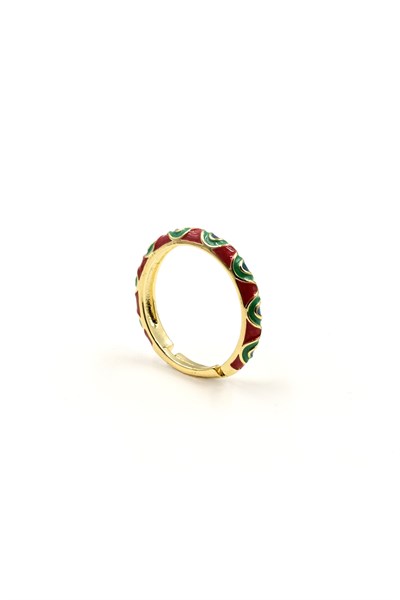 Zigzag Pattern Multicolor Enamel Ring | Adjustable, Stylish & Modern