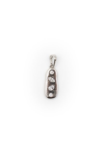 Zircon Stone Embellished Xuping Necklace Pendant – Silver, 2.8 cm, Micro-Pave Setting
