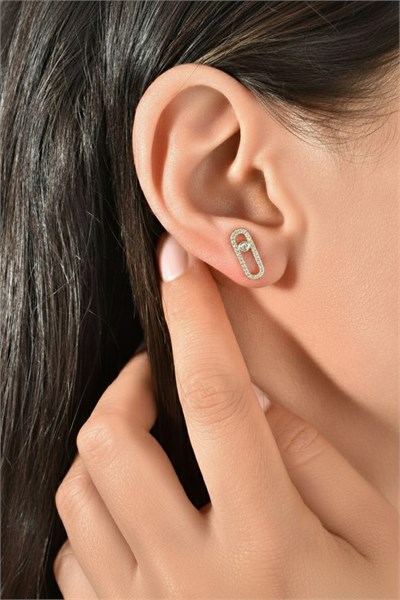 Zircon Stone Paperclip Earrings - Xuping Gold, Anti-Allergic, 17 mm