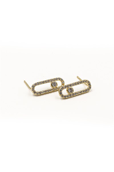 Zircon Stone Paperclip Earrings - Xuping Gold, Anti-Allergic, 17 mm