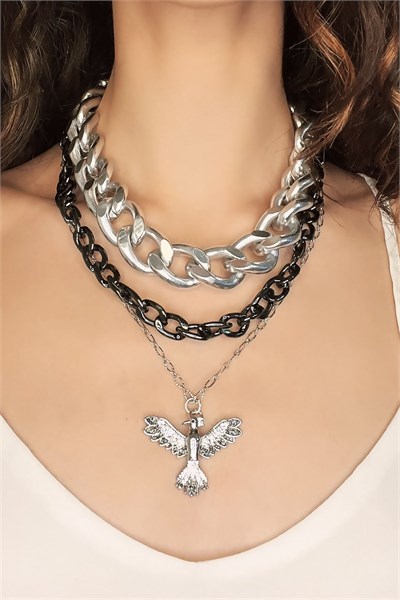 Zircon Stone Multiple Phoenix Necklace