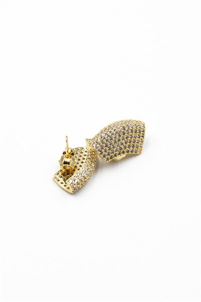 Zircon Stone Gold Earrings – Anti Allergic, Sparkling Screw Design