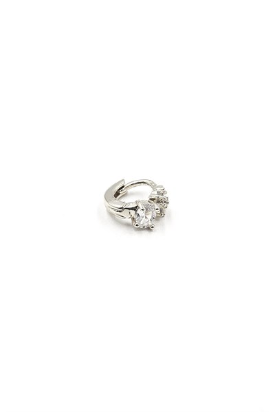 Zircon Stone Silver Flower Hoop Tragus Piercing – Stylish and Elegant Design