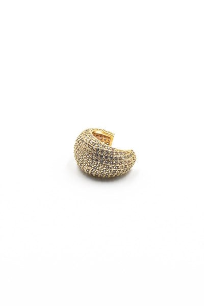 Zircon Stone Thick Hoop Ear Cuff Cartilage Earring – Gold, Clip-On