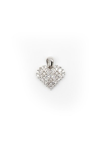 Zircon Stone Heart-Shaped Xuping Necklace Pendant – Silver, 1.8 cm, Prong Setting