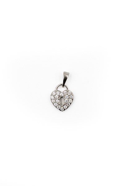 Zircon Heart Necklace Pendant – Xuping Style, Silver, 1.5 cm, Micro-Pave Setting