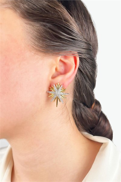 Zircon Stone Northern Star Earrings - Gold
