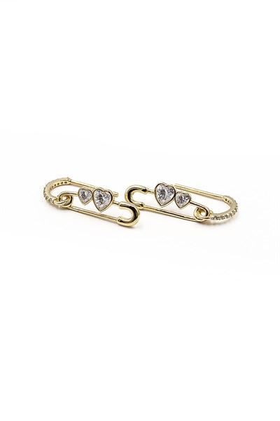 Zircon Stone Modern Paperclip Model Xuping Earrings - Gold