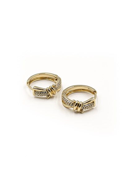 Zircon Stone Xuping Woven Hoop Earrings – Gold | Elegant, Non-Tarnish & Anti-Allergic Design