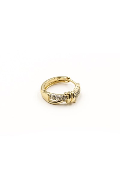 Zircon Stone Xuping Woven Hoop Earrings – Gold | Elegant, Non-Tarnish & Anti-Allergic Design