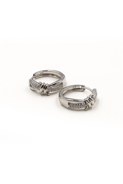 Zircon Stone Xuping Hoop Mesh Model Earrings - Silver