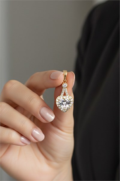 Xuping Zircon Stone Xuping Heart Non-Tarnish Necklace Pendant – Gold