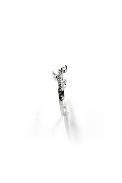 Cubic Zirconia Leaf Ring - Silver-Tone | Adjustable, Elegant Design