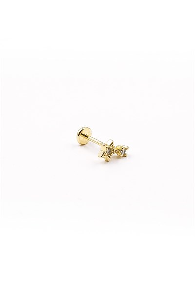 Gold Star Zircon Tragus Helix Piercing – Hypoallergenic | Tarnish-Free | Minimal & Modern Shine