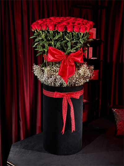 Premium Silindir Box — 130 cm - BORDO 1791 | İstanbul Gül ve Çikolata Kutusu