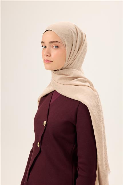 Pamuk Polyester Liva Şal Bej Kaymaz Tok Duruşlu 90x200