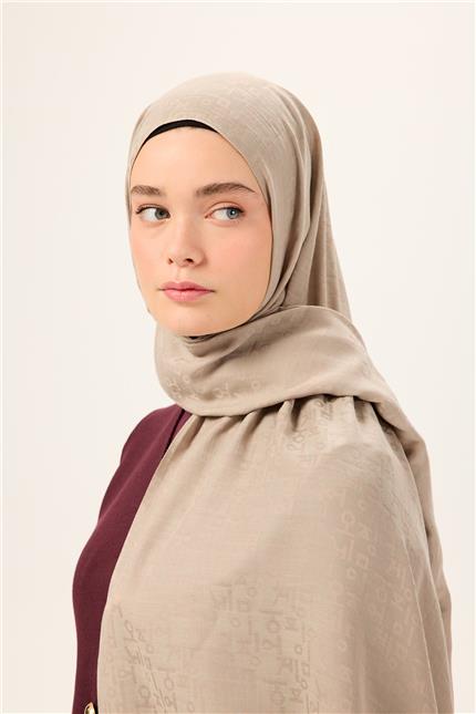 Pamuk Polyester Liva Şal Koyu Bej Kaymaz Tok Duruşlu 90x200