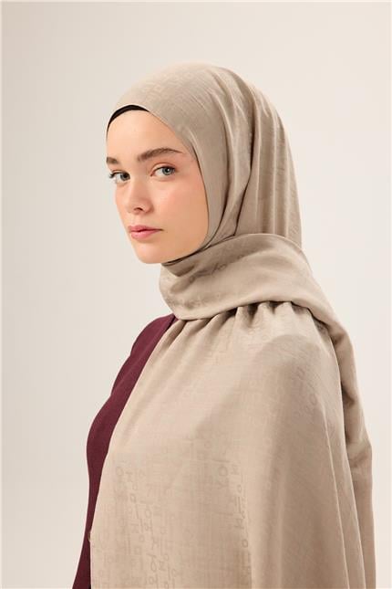 Pamuk Polyester Liva Şal Koyu Bej Kaymaz Tok Duruşlu 90x200