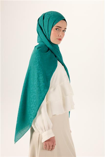 Pamuk Polyester Liva Şal Yeşil Kaymaz Tok Duruşlu 90x200