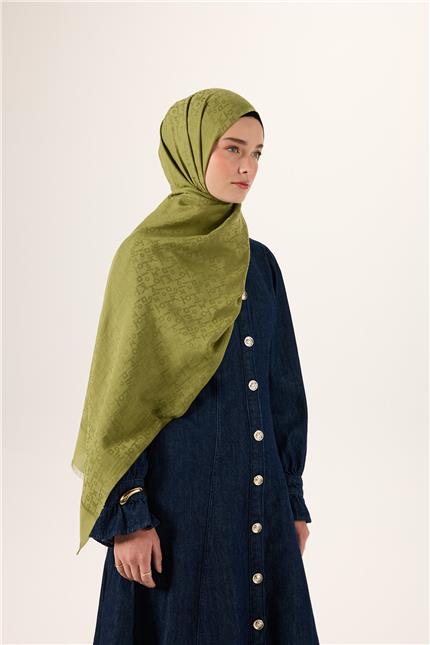 Pamuk Polyester Liva Şal Açık Yeşil Kaymaz Tok Duruşlu 90x200