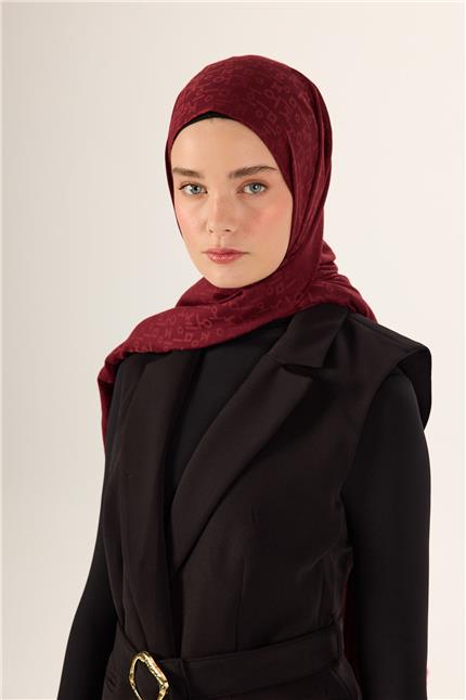 Pamuk Polyester Liva Şal Bordo Nefes Alan Dokulu 90x200