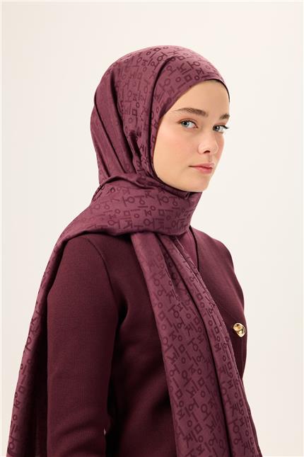 Pamuk Polyester Liva Şal Mürdüm Nefes Alan Dokulu 90x200