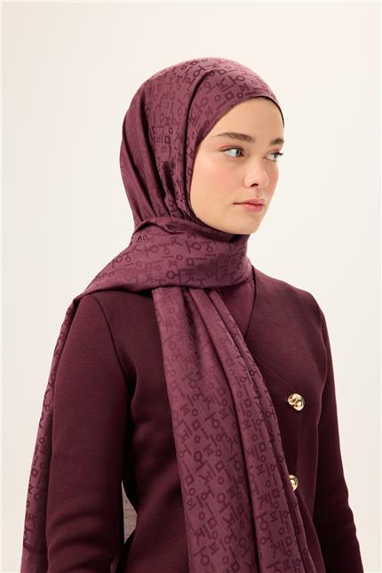 Pamuk Polyester Liva Şal Mürdüm Nefes Alan Dokulu 90x200